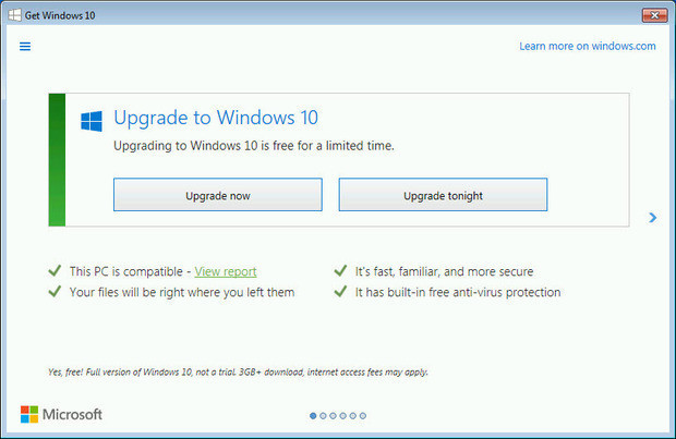 Get Windows 10-Anzeige 