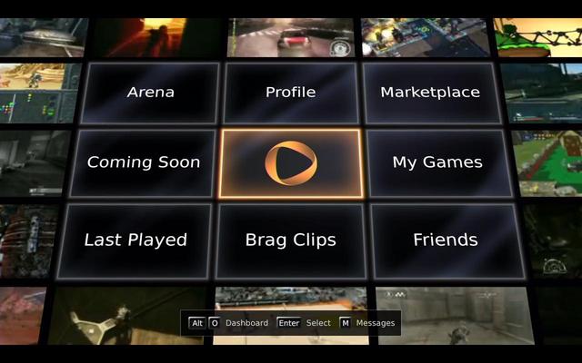 OnLive main screen